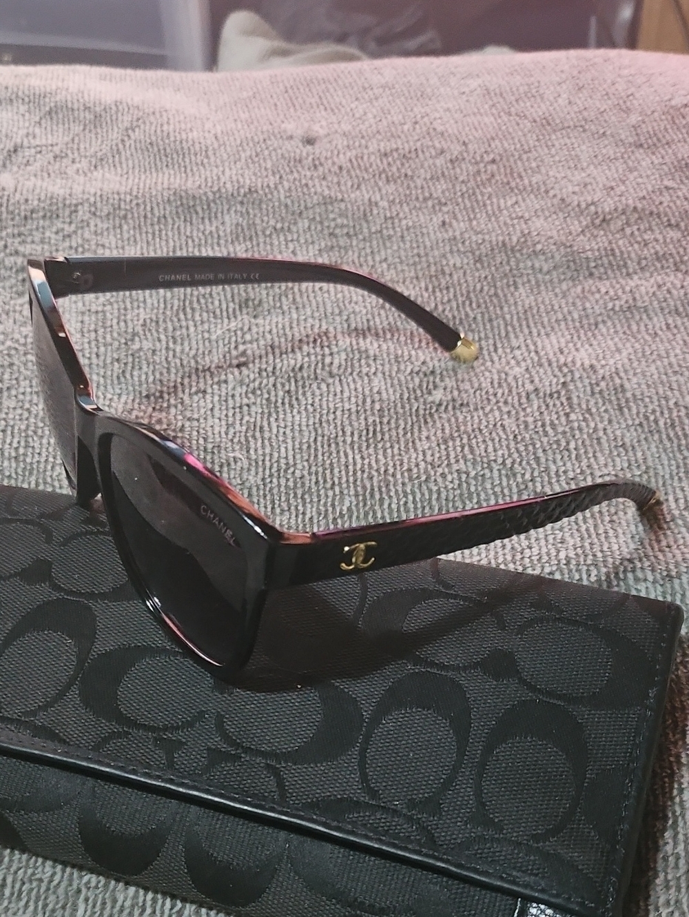 CHANEL Black Women's Square Sunglasses with Gold CC Logo Brand New Dead Stock!!!